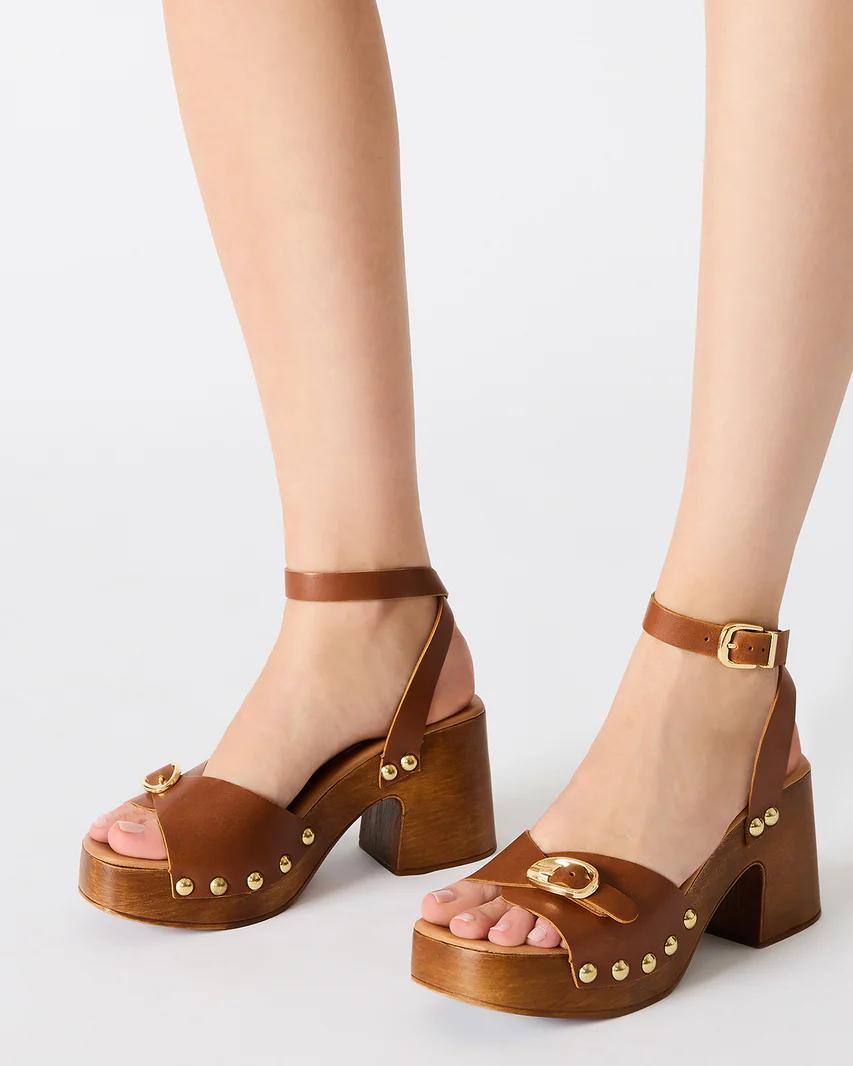 Brown Wooden Platform Sandals