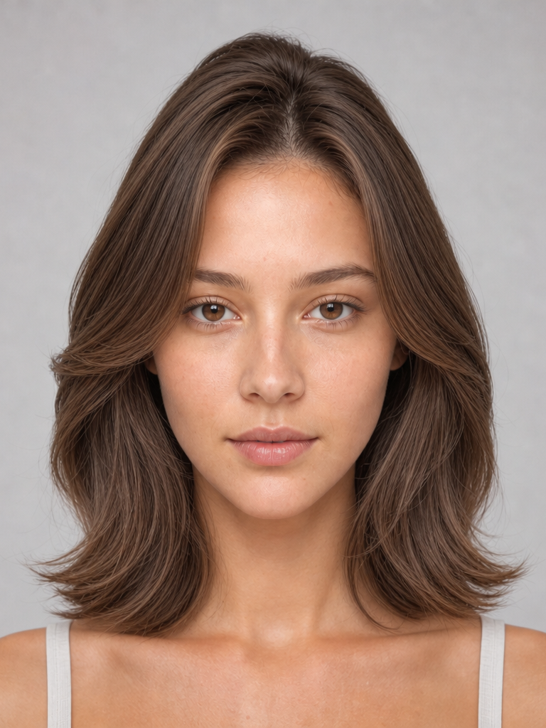 Long layered lob hairstyle for triangle face shape