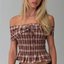 Brown Plaid Off-Shoulder Top