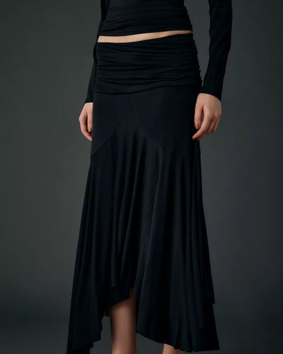 Black Asymmetric Midi Skirt