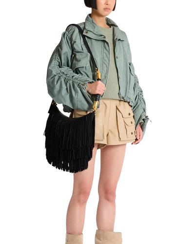 Black Suede Fringe Hobo Bag