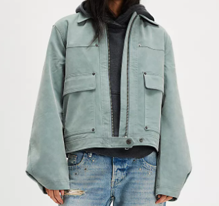 Sage Oversized Utility Crop Jacket