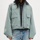 Sage Oversized Utility Crop Jacket