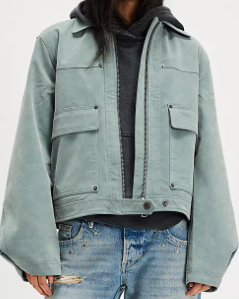 Salbeigrüne kurze Utility-Jacke