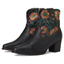 Black Floral Embroidered Ankle Boots