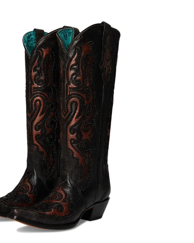 Black Embroidered Cowboy Boots