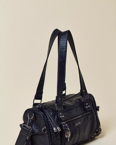 Black Studded Barrel Bag