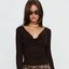 Brown Draped Long-Sleeve Top