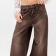 Washed Brown Wide-Leg Jeans