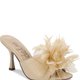 Beige Flower Heeled Mules