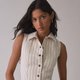 Cream Striped Button-Front Vest