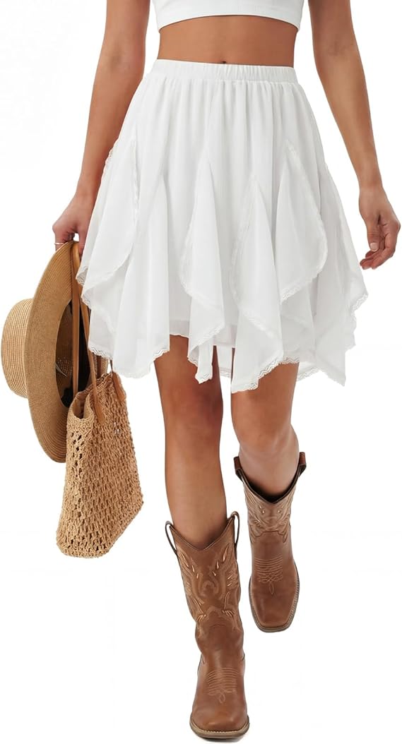 White Ruffle Mini Skirt