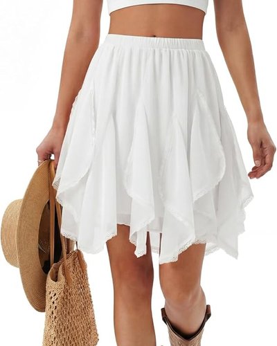 White Ruffle Mini Skirt