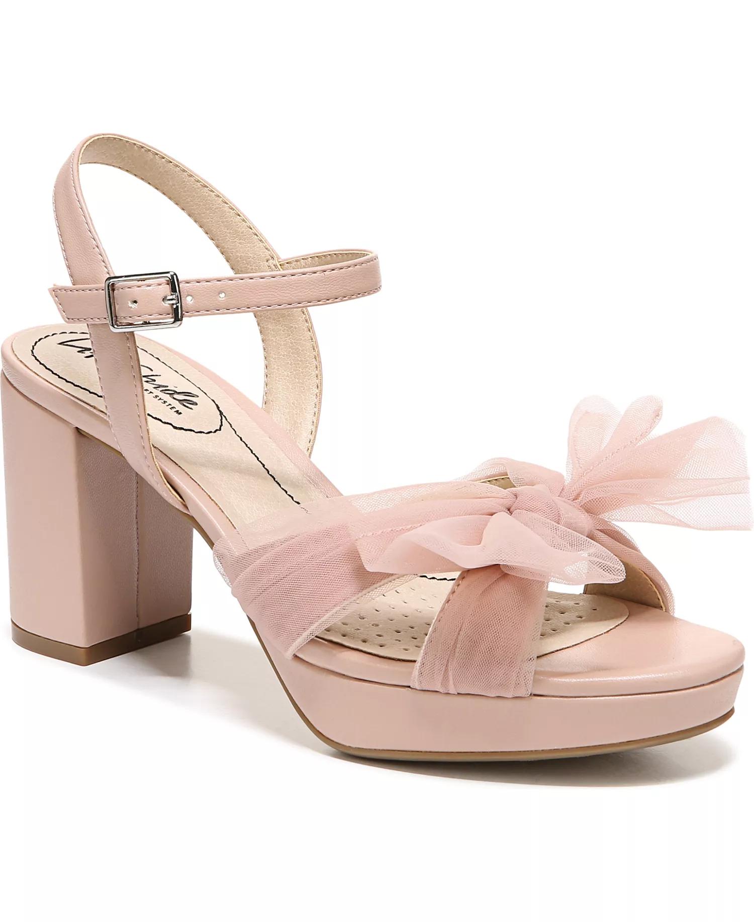 Pink Block Heel Bow Sandals