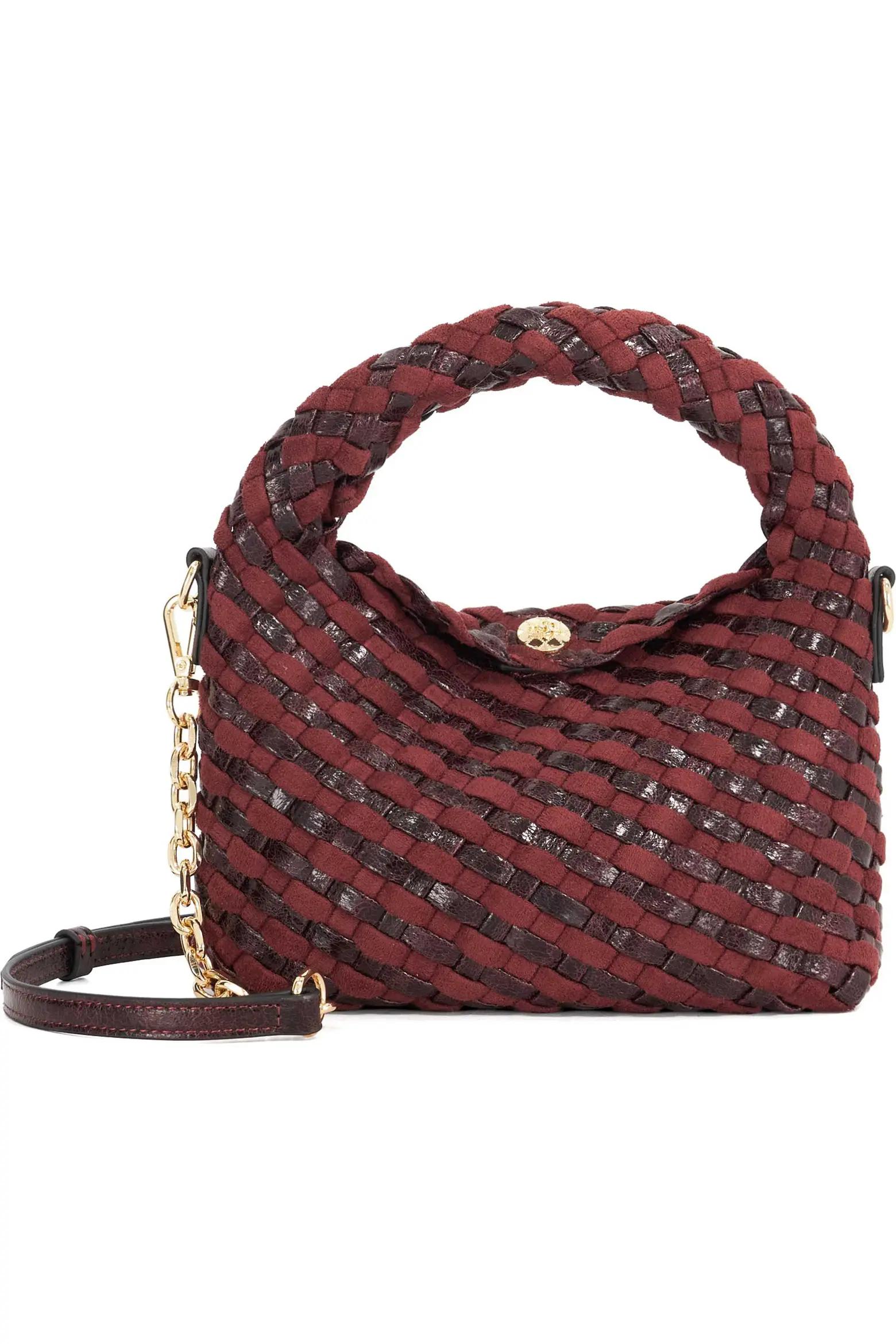 Burgundy Woven Shoulder Bag