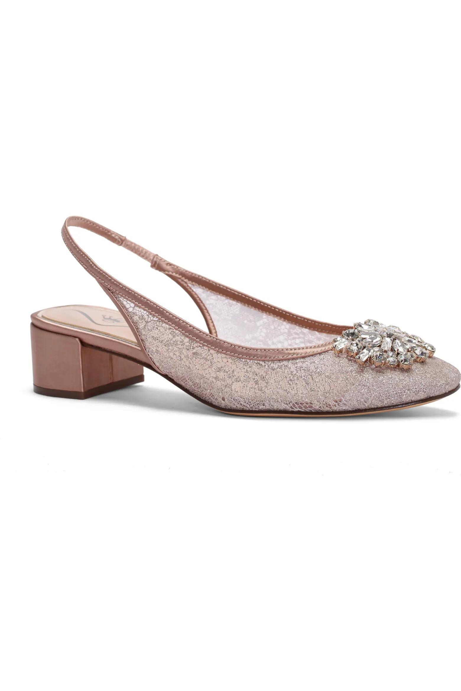 Pink Embellished Slingback Pumps
