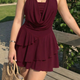 Burgundy Cowl Neck Ruffle Mini Dress
