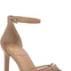 Beige Woven Ankle-Strap Heels