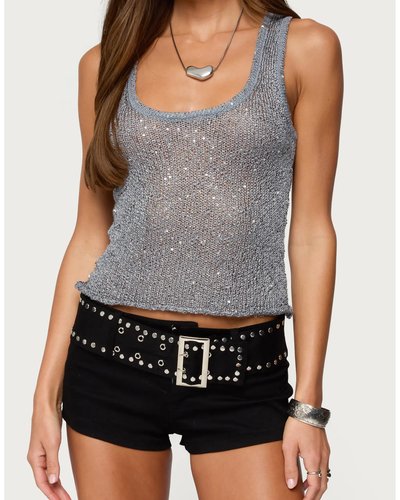 Silver Sequin Tank Top
