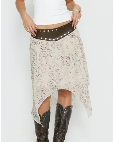 Asymmetric Printed Midi Skirt