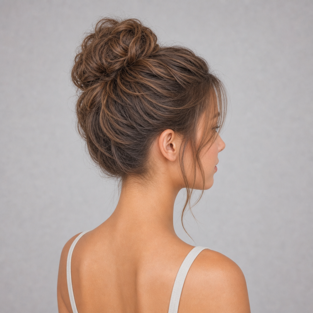 Messy High Bun angle 2