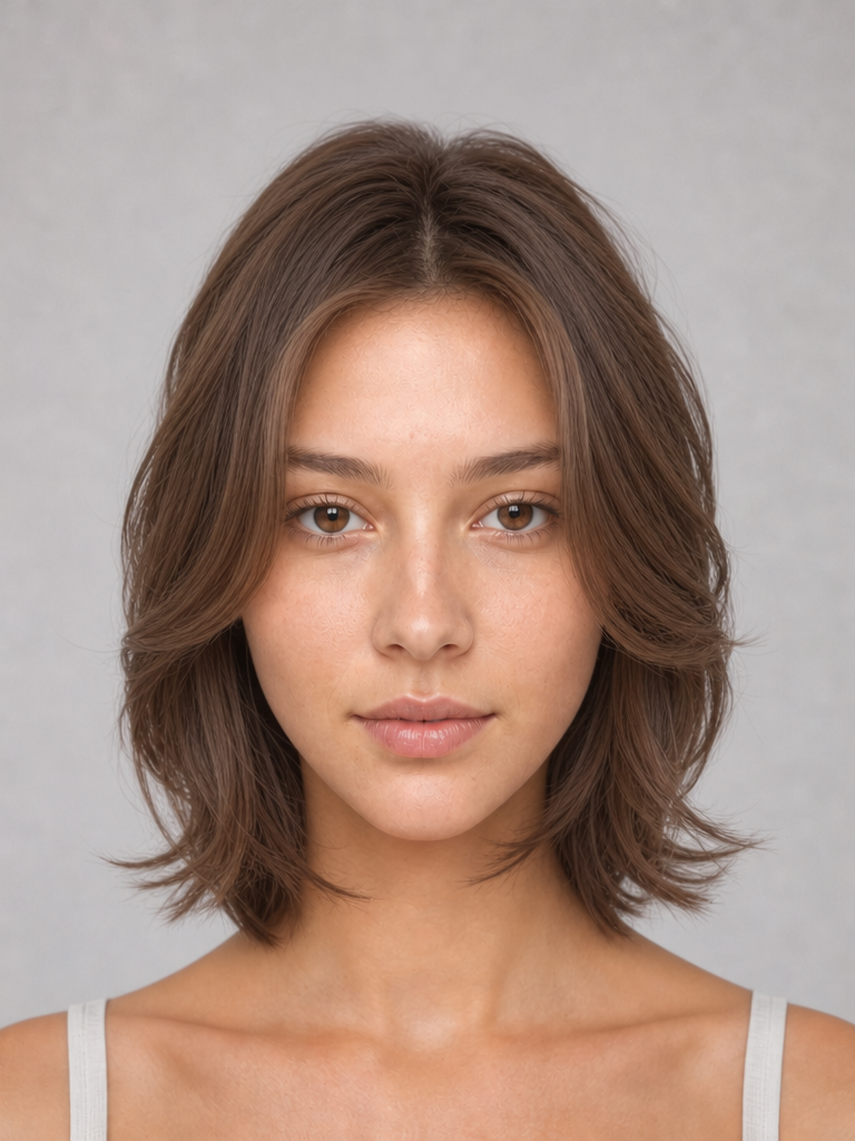 Layered shoulder bob hairstyle for triangle face shape