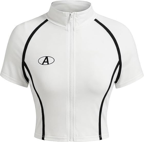 White Short-Sleeve Zip Top