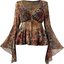 Paisley Bell Sleeve Tie-Front Top