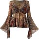 Paisley Bell Sleeve Tie-Front Top
