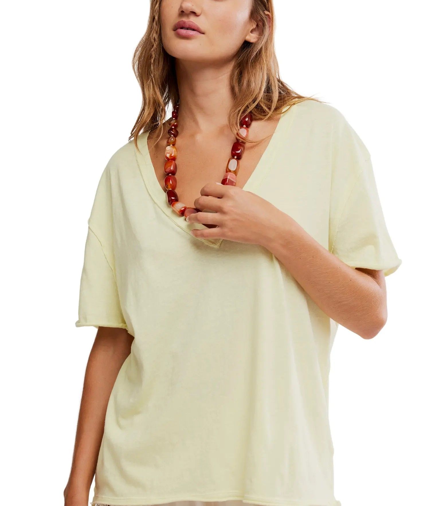 Pale Yellow V-Neck Tee