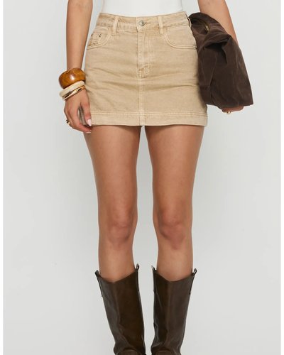 Beige Denim Mini Skirt