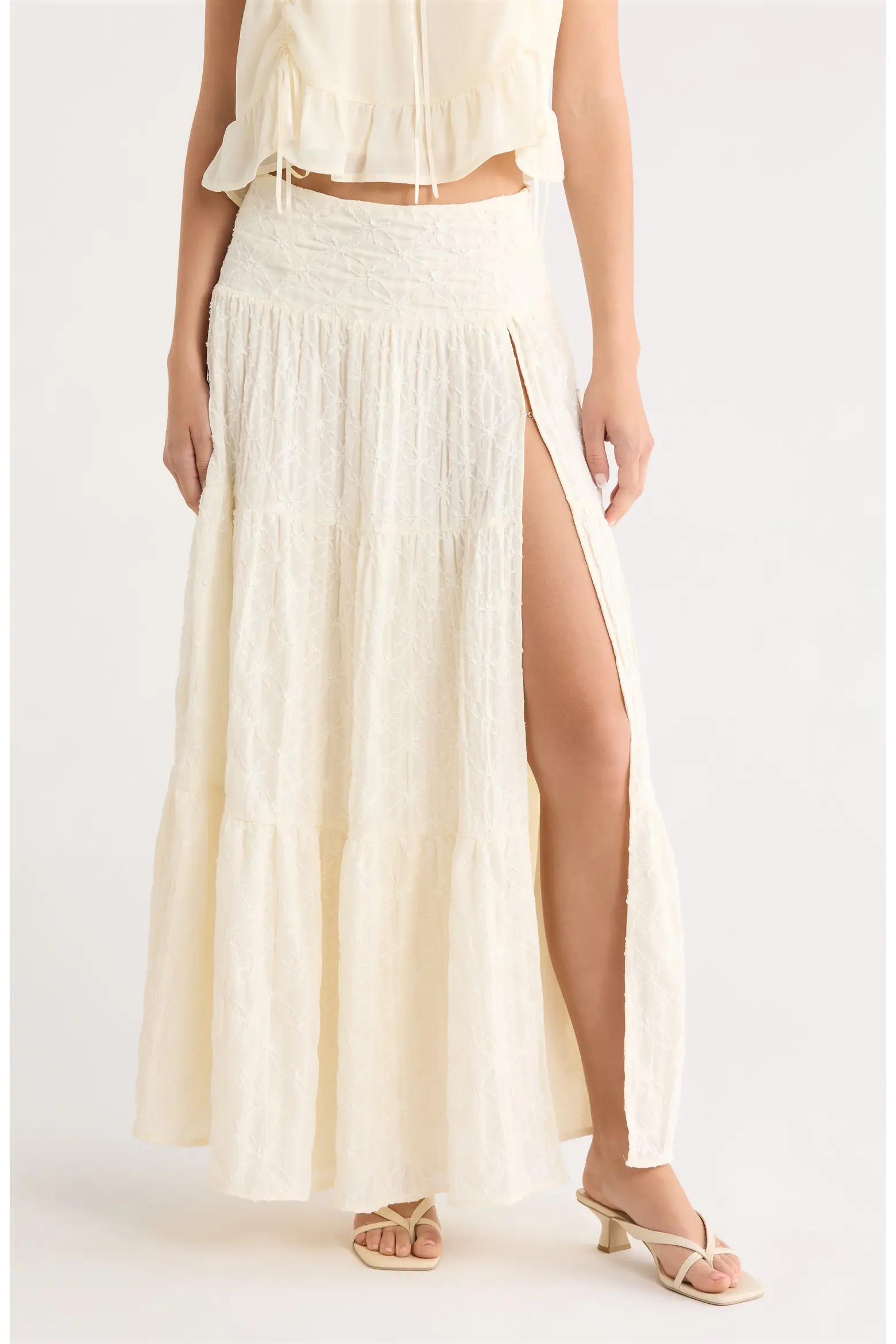White Tiered Maxi Skirt
