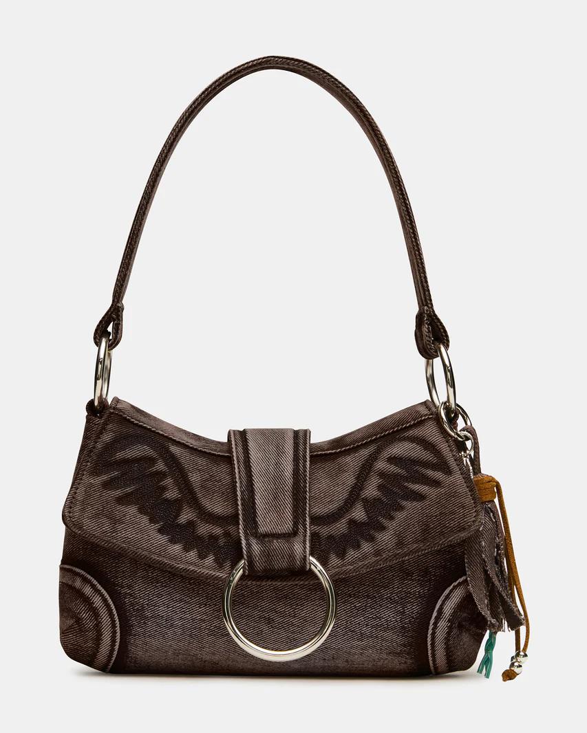 Brown Denim Shoulder Bag