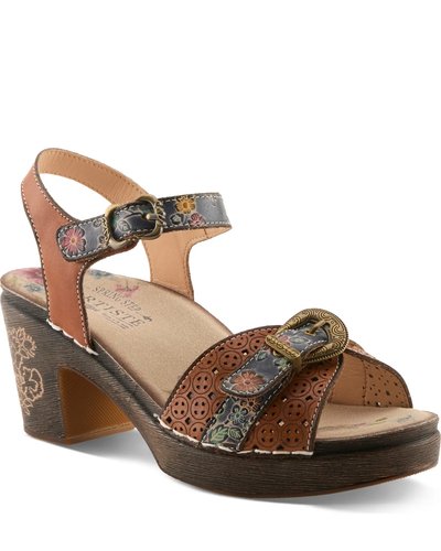 Tooled Leather Platform Sandals