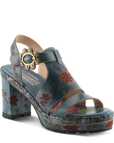 Teal Floral Platform Sandals