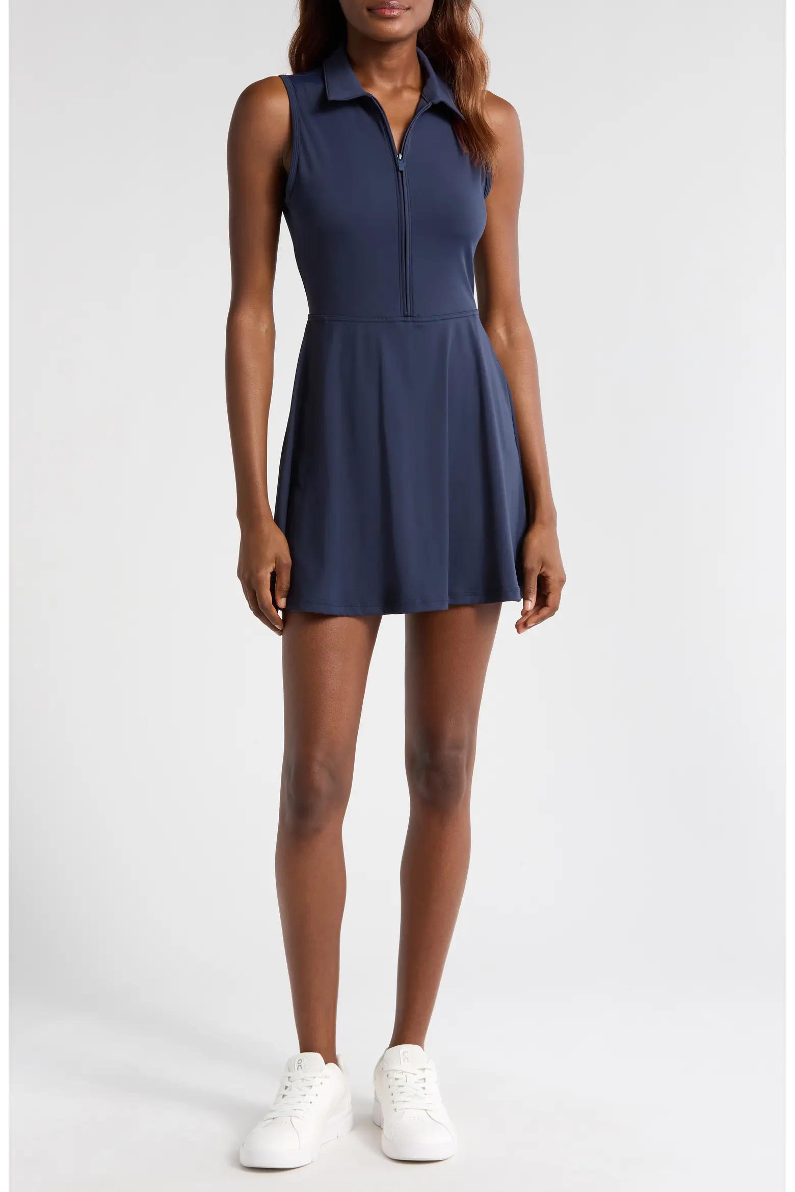 Navy Sleeveless Polo Dress