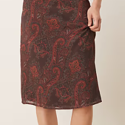Dark Brown Paisley Mesh Midi Skirt