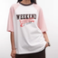 Pink and White Graphic Raglan T-Shirt