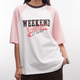 Pink and White Graphic Raglan T-Shirt