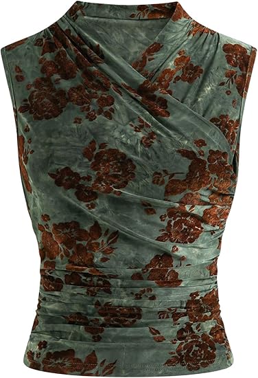 Brown Velvet Wrap Top