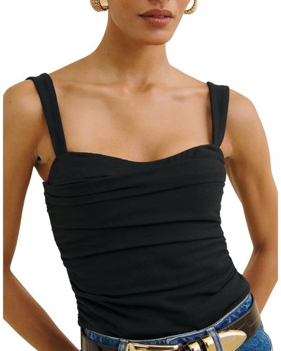 Black Ruched Corset Tank Top