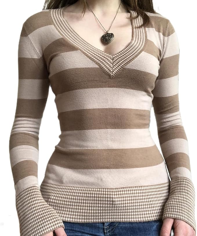 Neutral Striped Knit Top