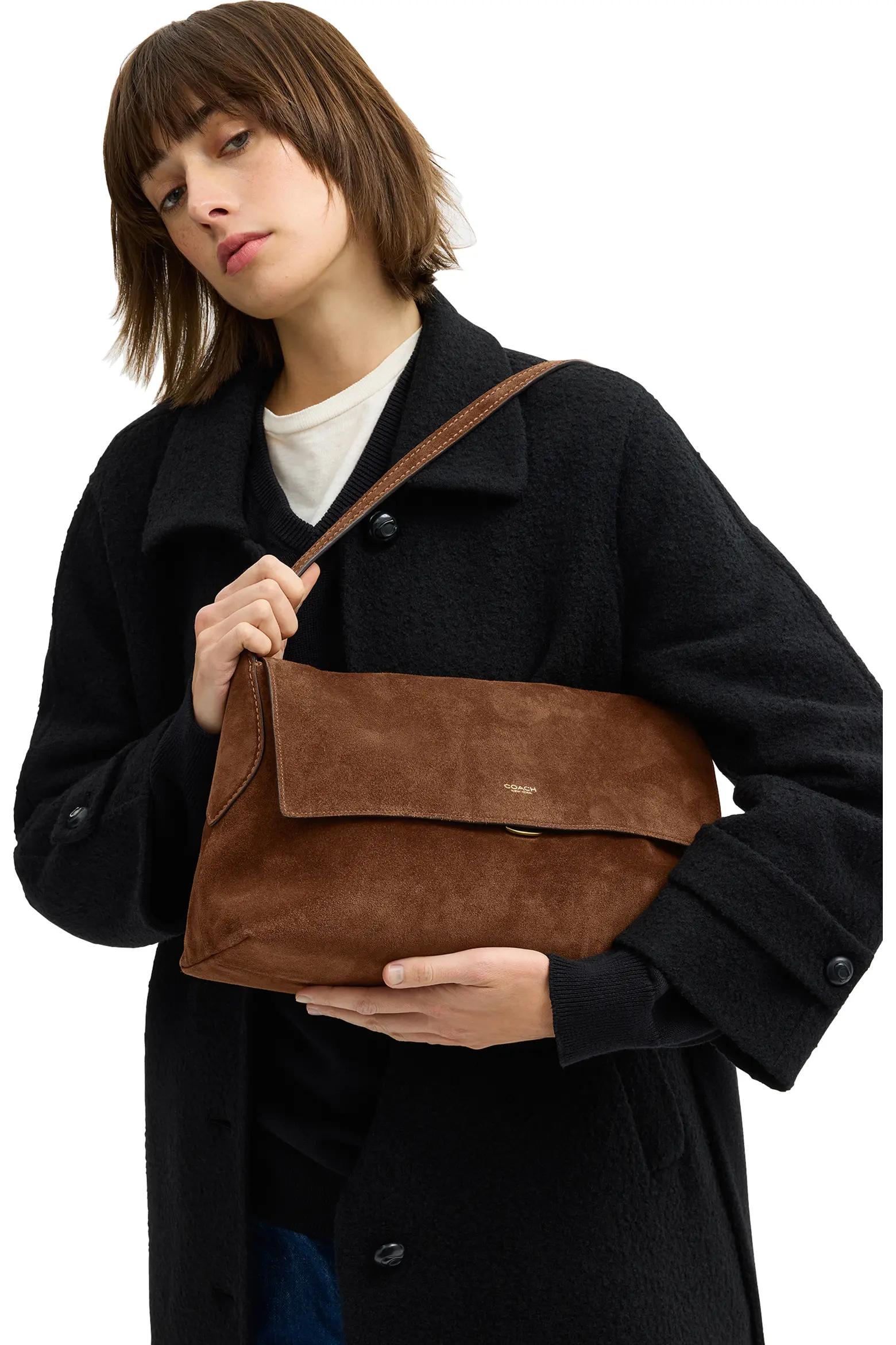 Brown Suede Shoulder Bag