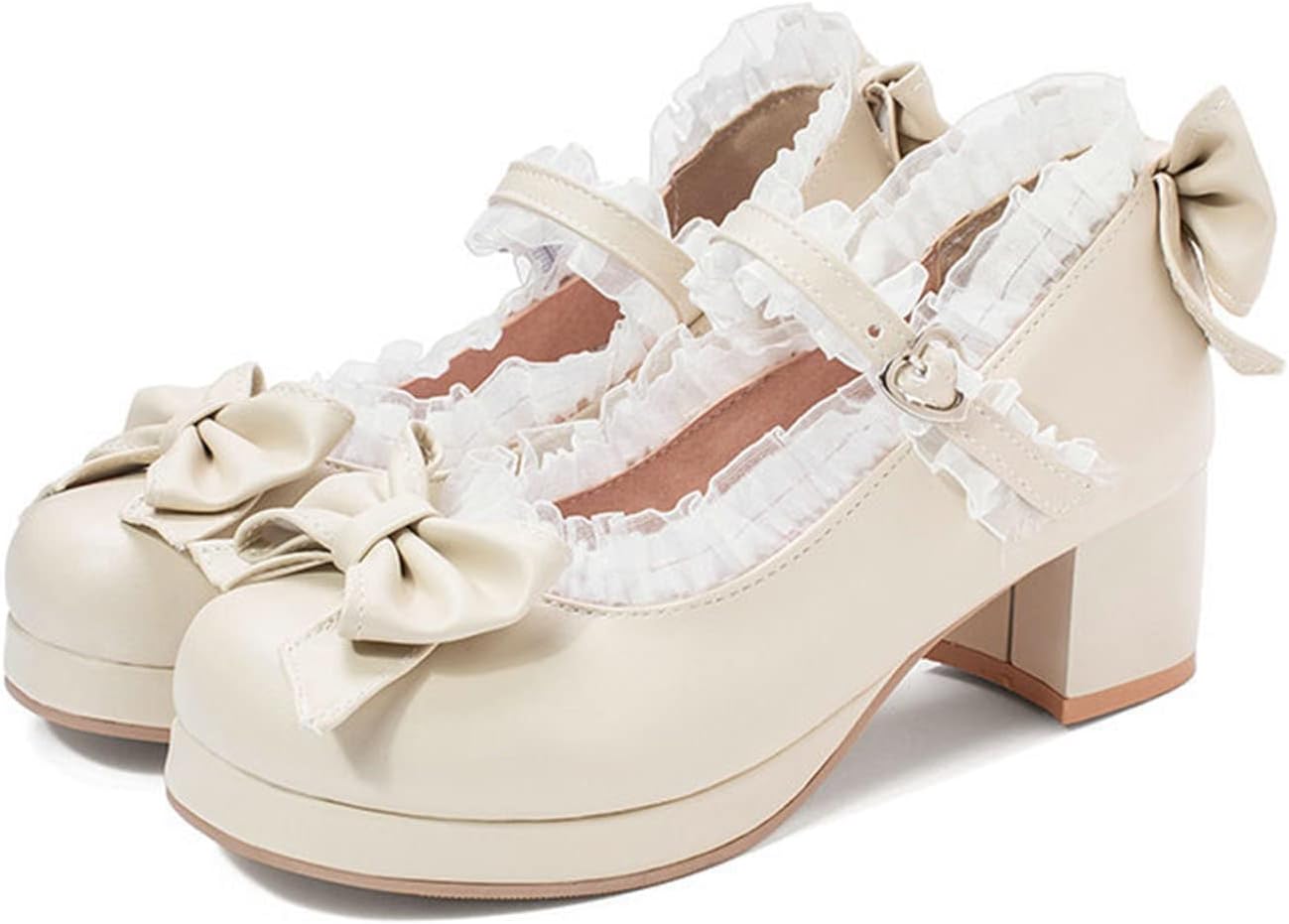 White Lace Mary Jane Heels