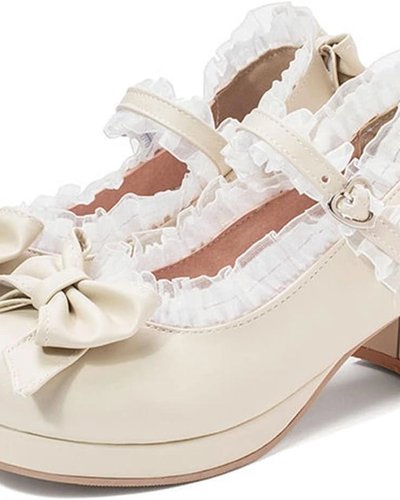 White Lace Mary Jane Heels