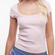Pink Scoop-Neck Ribbed Tee