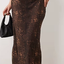 Dark Brown Leopard Print Midi Skirt