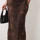 Dark Brown Leopard Print Midi Skirt