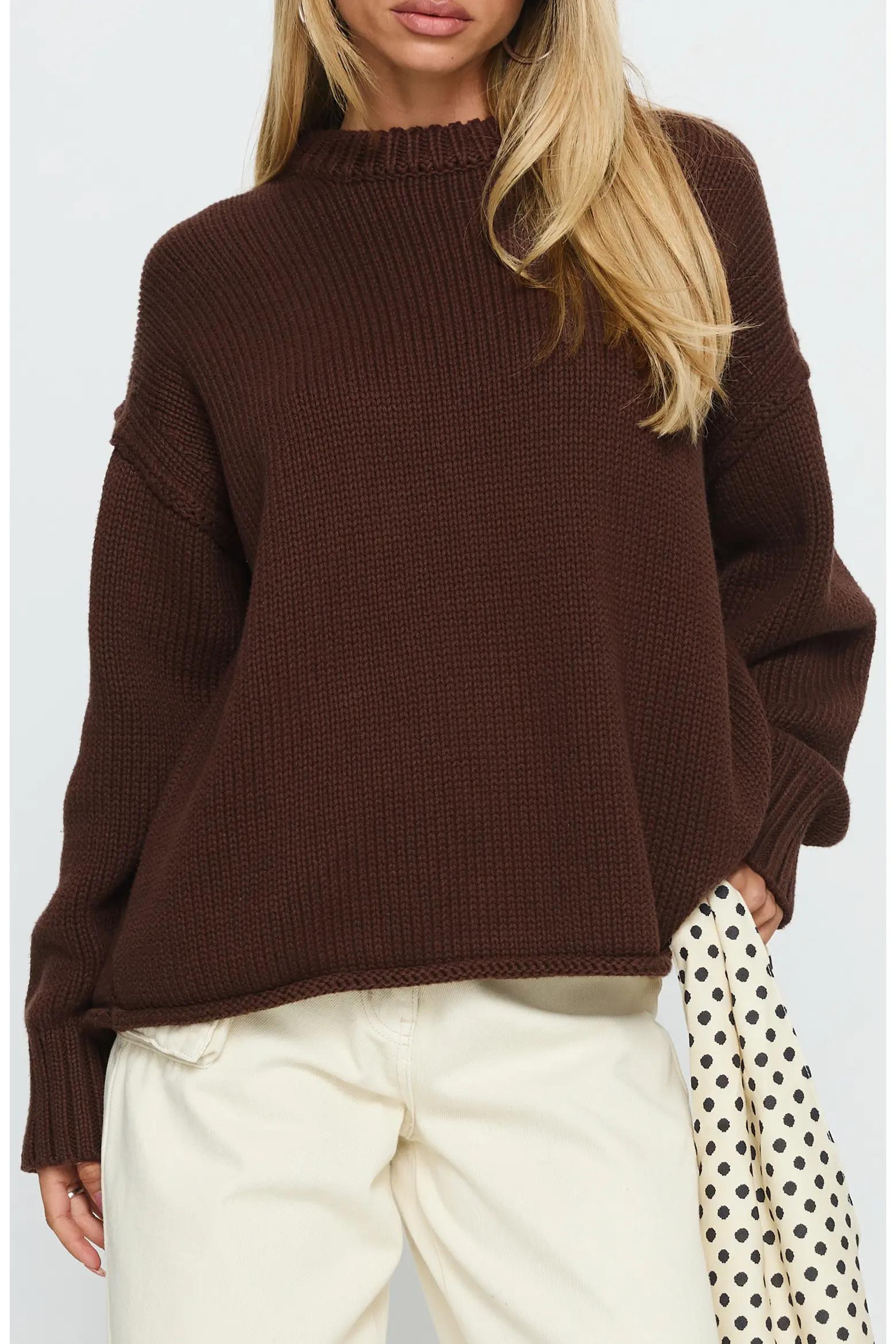Brown Chunky Knit Sweater