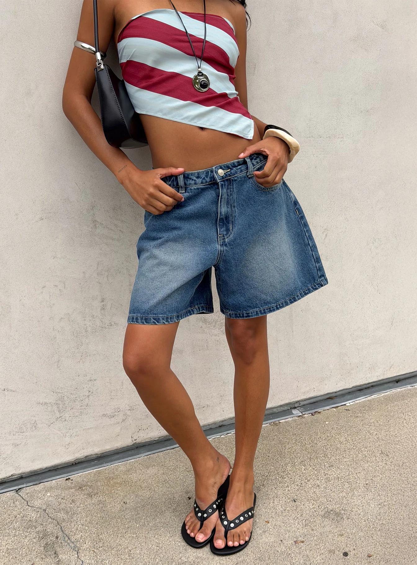 Light Wash Denim Bermuda Shorts